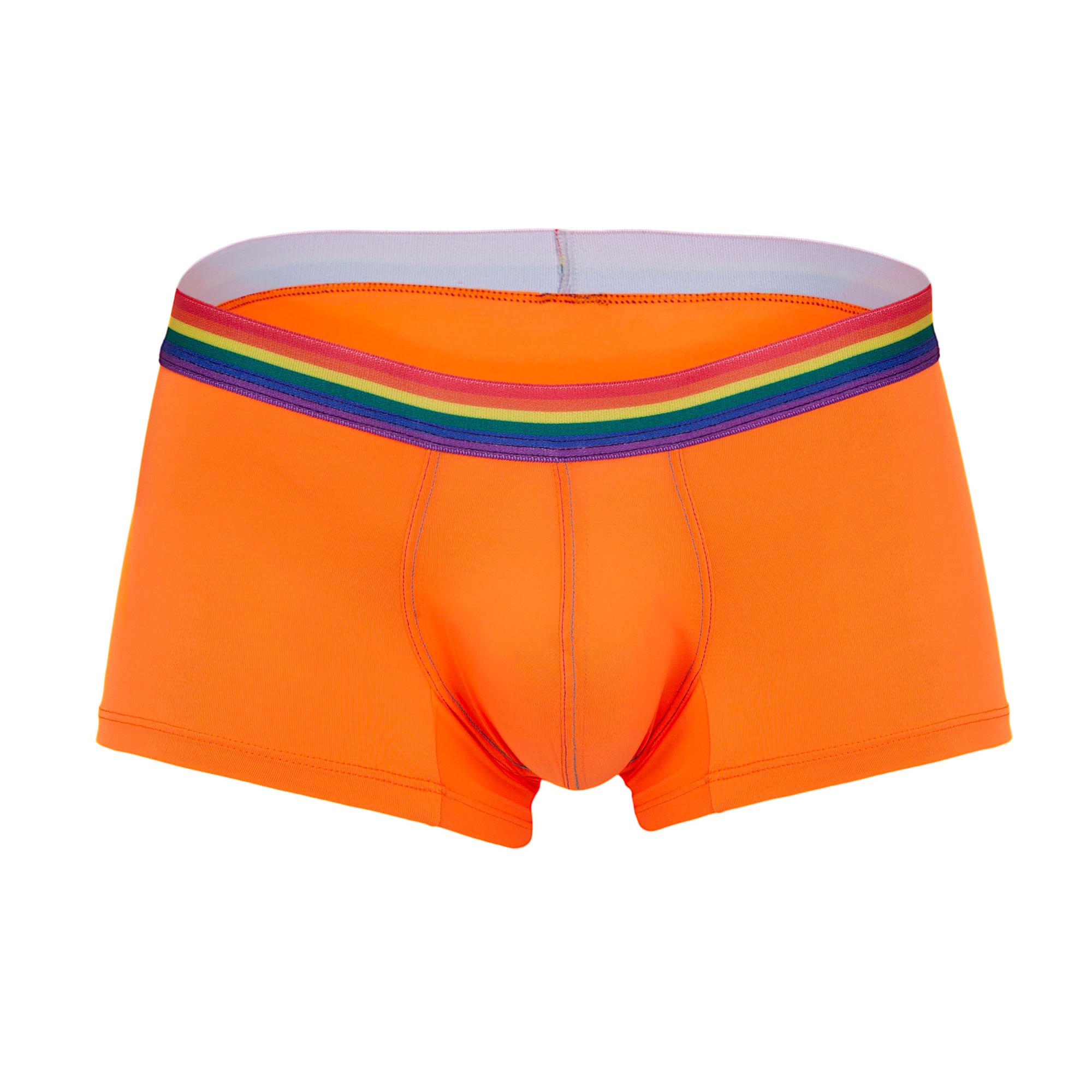Daddy DDG011 boxer bright orange men’s briefs with rainbow-striped elastic waistband for comfortable fit