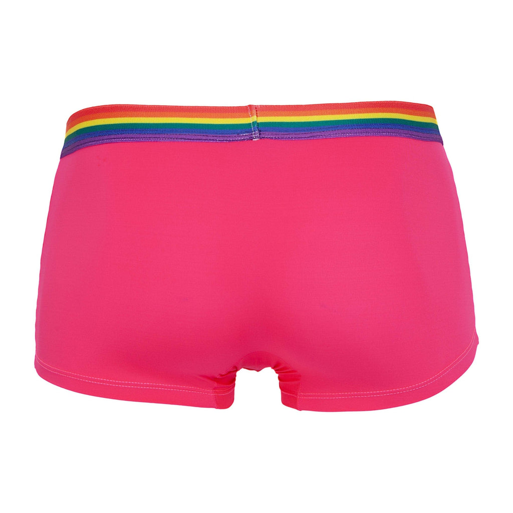 Vibrant pink daddy ddg011 boxer briefs with colorful rainbow stripe waistband for comfortable everyday wear