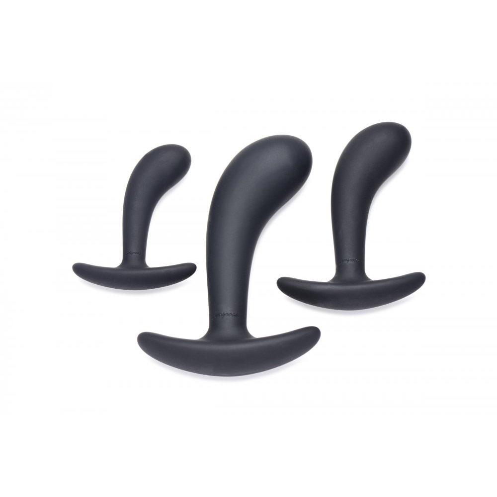 Juego de 3 piezas de entrenador anal de silicona curvada Dark Delights
