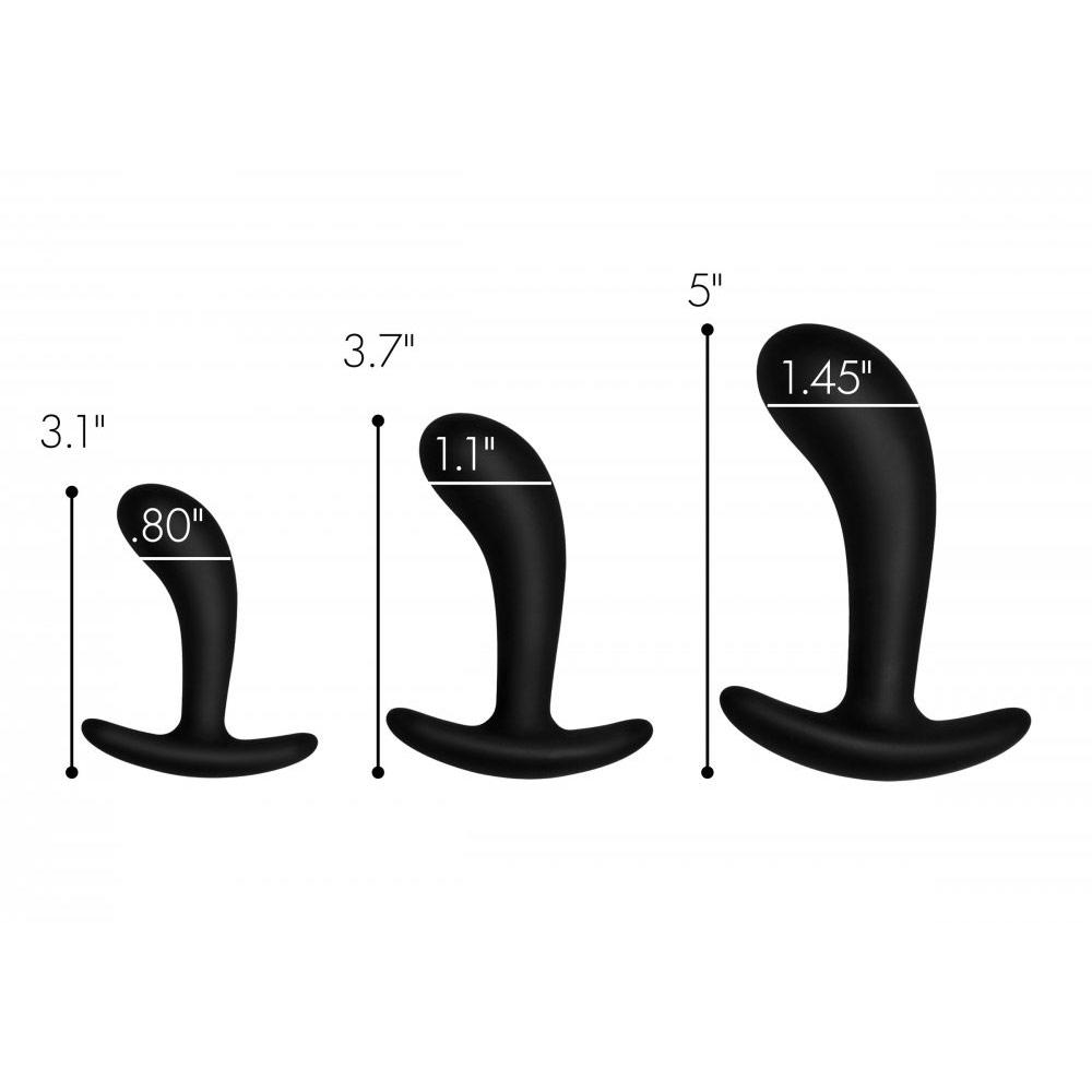 Juego de 3 piezas de entrenador anal de silicona curvada Dark Delights