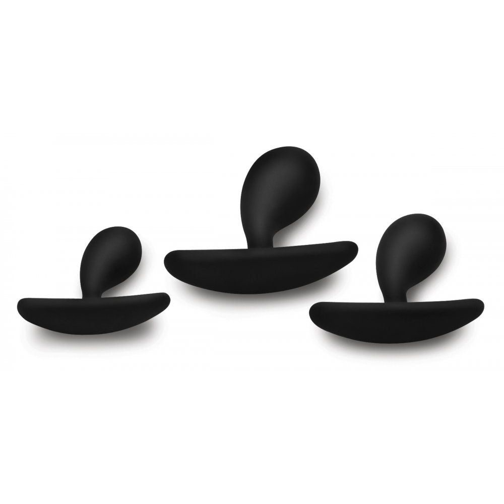 Juego de 3 piezas de entrenador anal de silicona curvada Dark Droplets