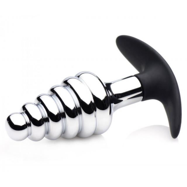Tapón anal acanalado de metal y silicona Dark Hive