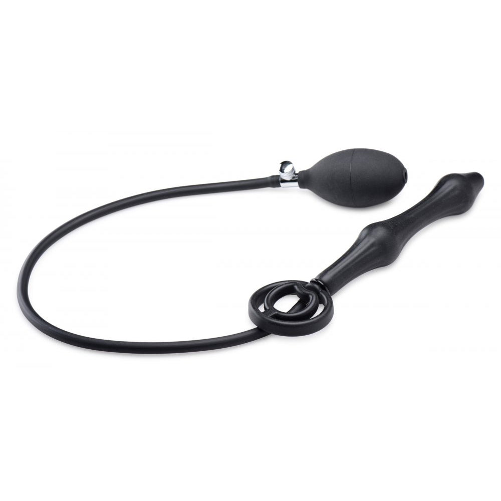 Tapón anal inflable de silicona Devils Rattle con anillo para pene y testículos