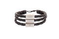 CA-RIO-CA Men's Bracelet Black Leather Silver Adjustable with words of Focus, Strength, Faith, & Courage in Portuguese