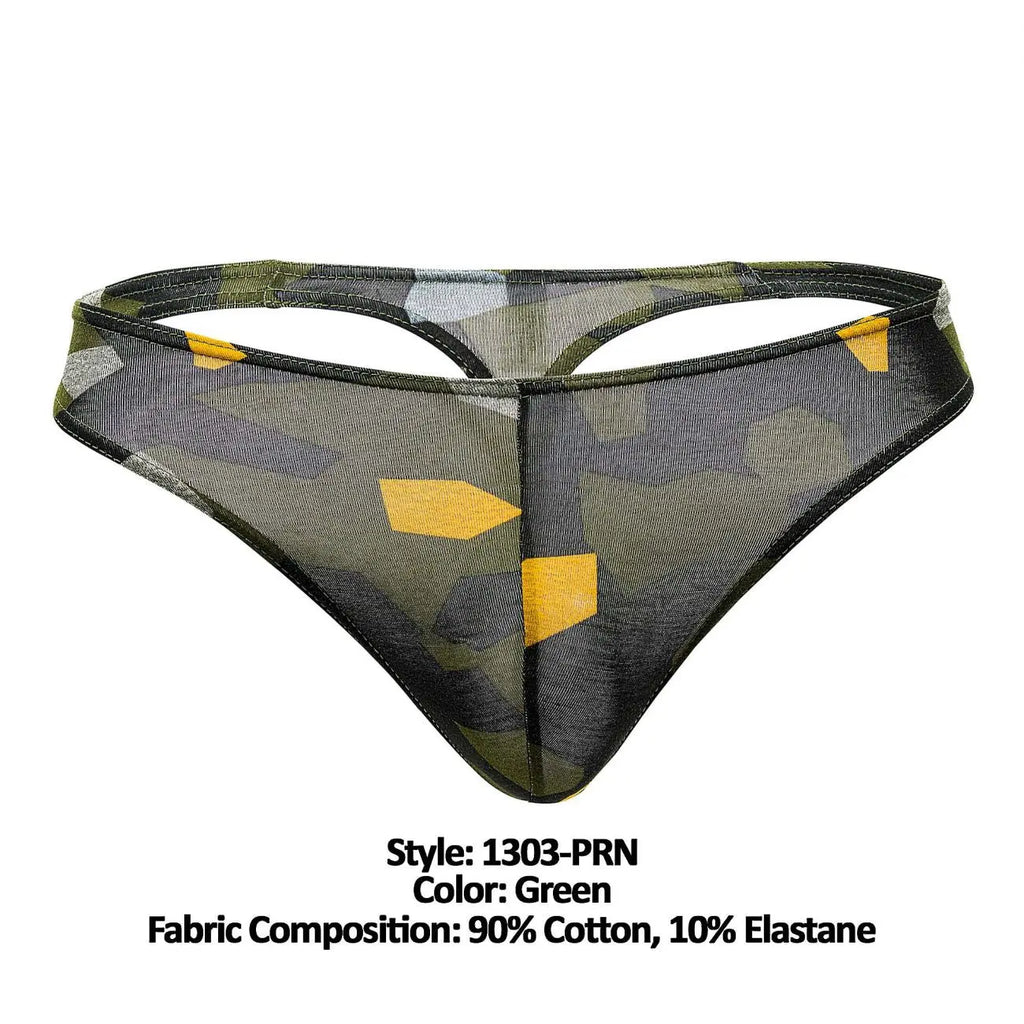 Doreanse Men's Underwear 1303-PRN Camosaic Thong Color Green