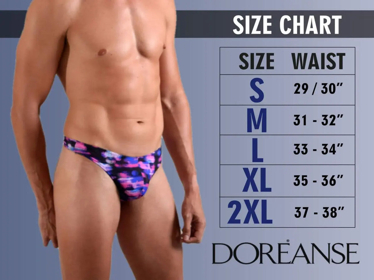 Doreanse Men's Underwear 1012-CHR Borderline Thongs Color Charcoal