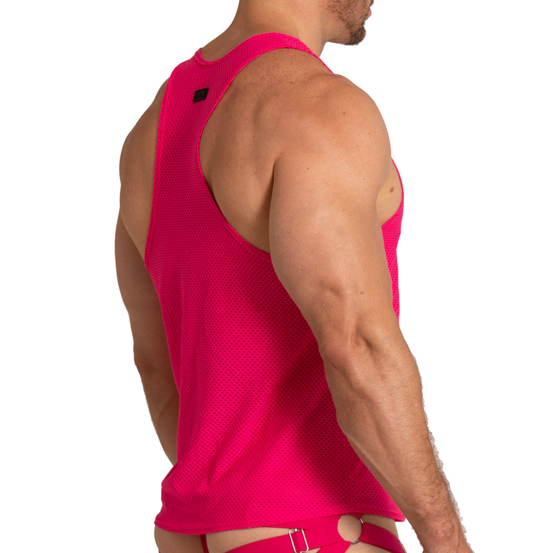 ENERGETIC FUCSHIA TANK - Sexy men's fuchsia t-shirt, sleeveless shirt