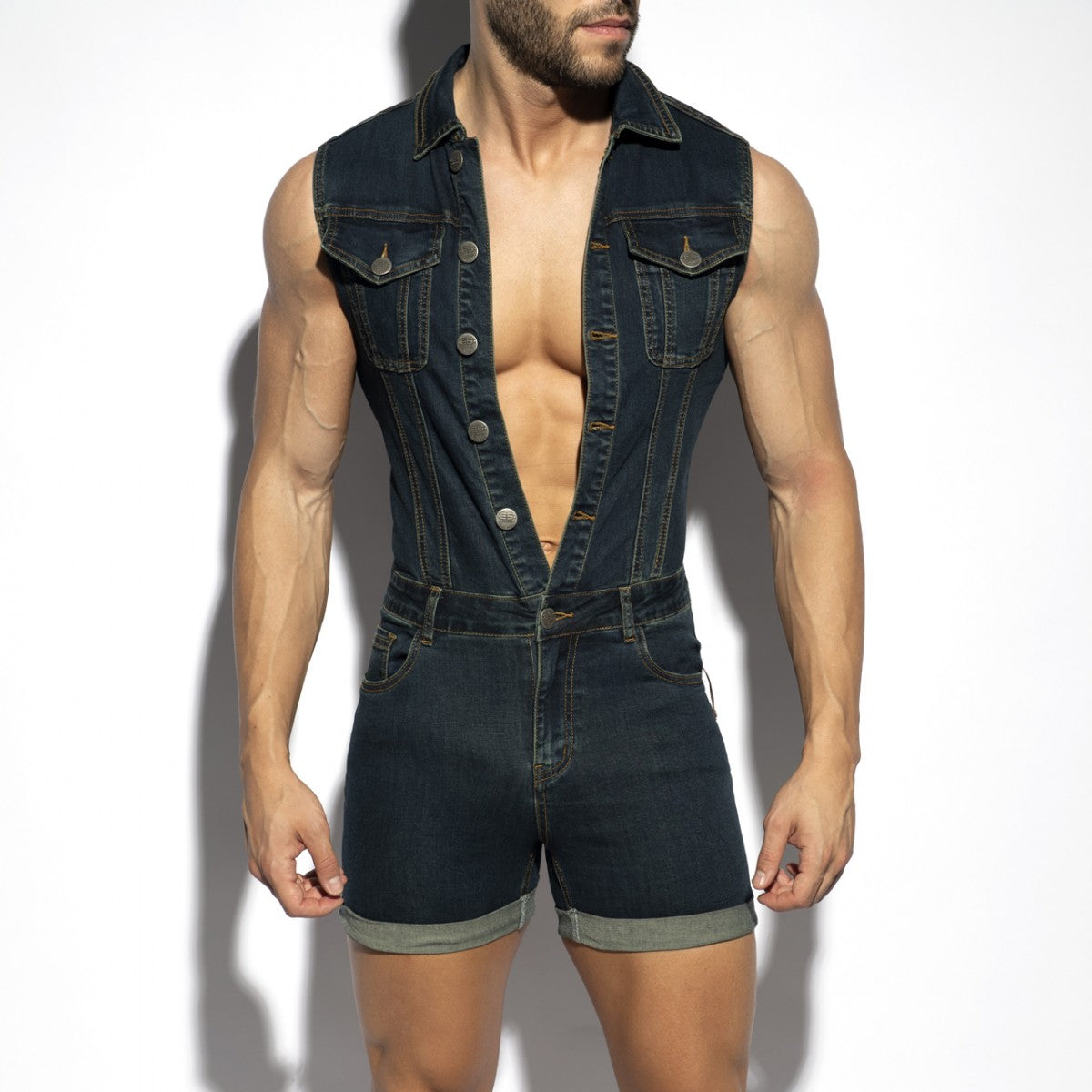 JUMPSUIT-SHORTS AUS URBANEM DENIM