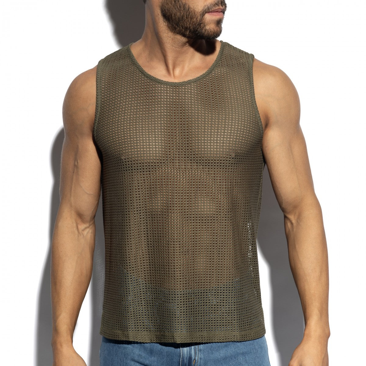 ES Collection Men's Formentera Retro Tank Top - Khaki