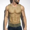 Camiseta de tirantes de red para hombre ES Collection Beachy - Caqui