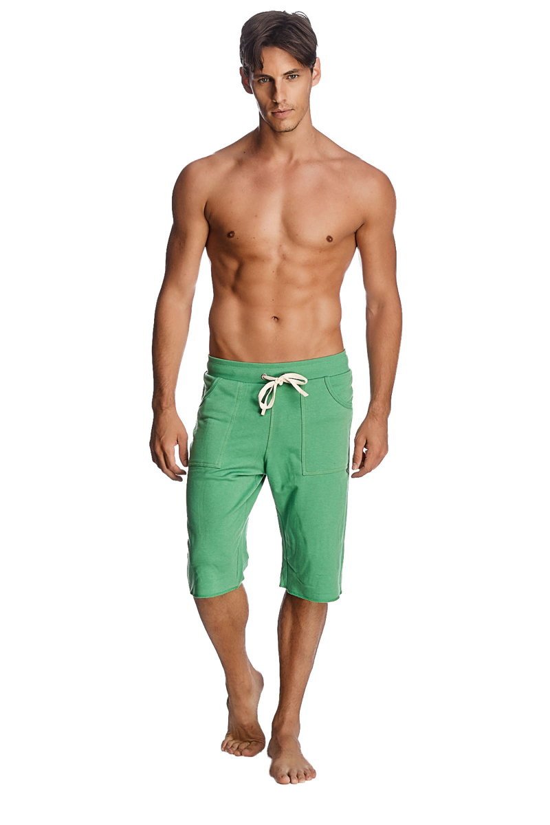 Eco-Track short bamboo green with white drawstring and side pockets made of sustainable fabric for casual comfort