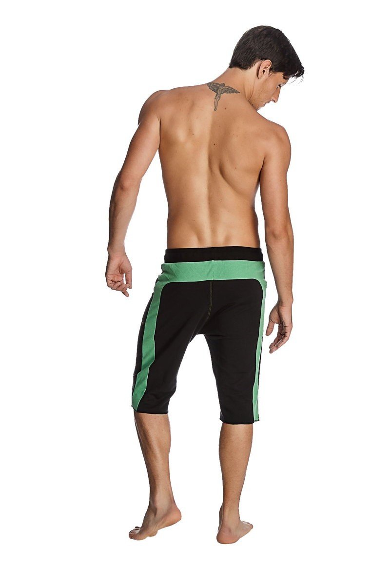 Eco-Track short black with bamboo green athletic shorts featuring a solid black waistband for active wear