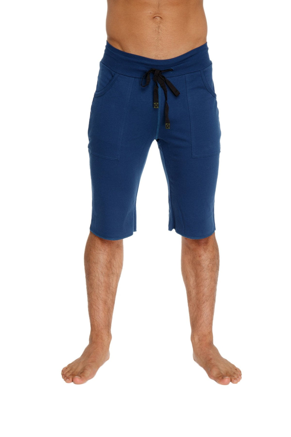 Eco-track short royal blue with black drawstring waistband and side pockets in breathable athletic fabric