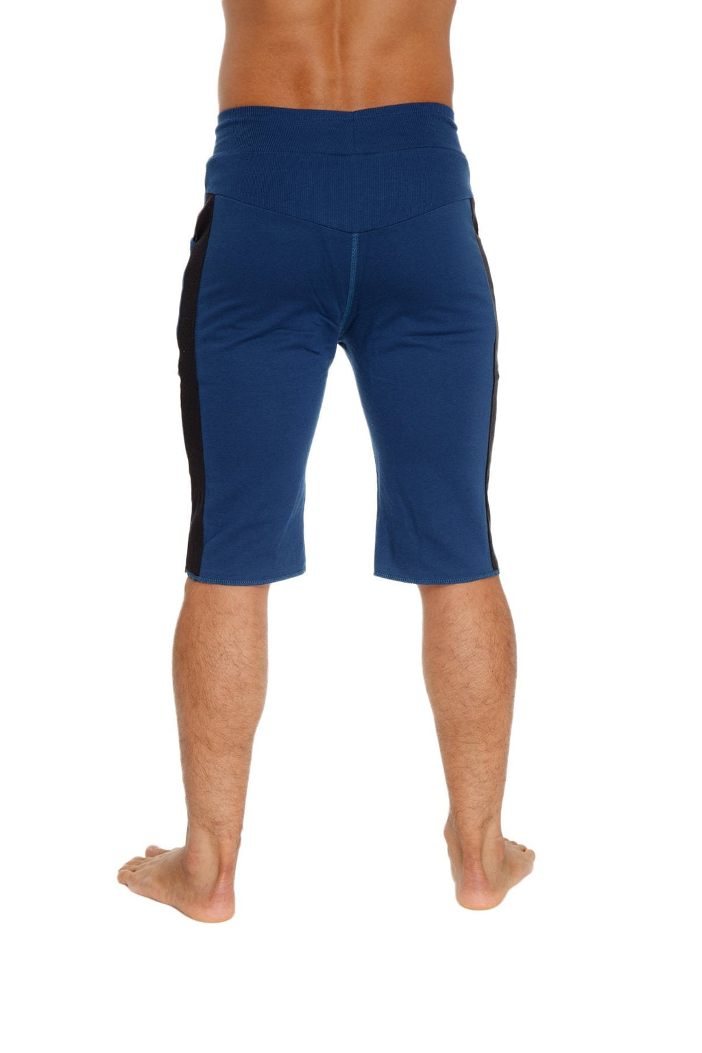 Eco-track short royal blue athletic shorts with black side panels designed for comfortable activewear use
