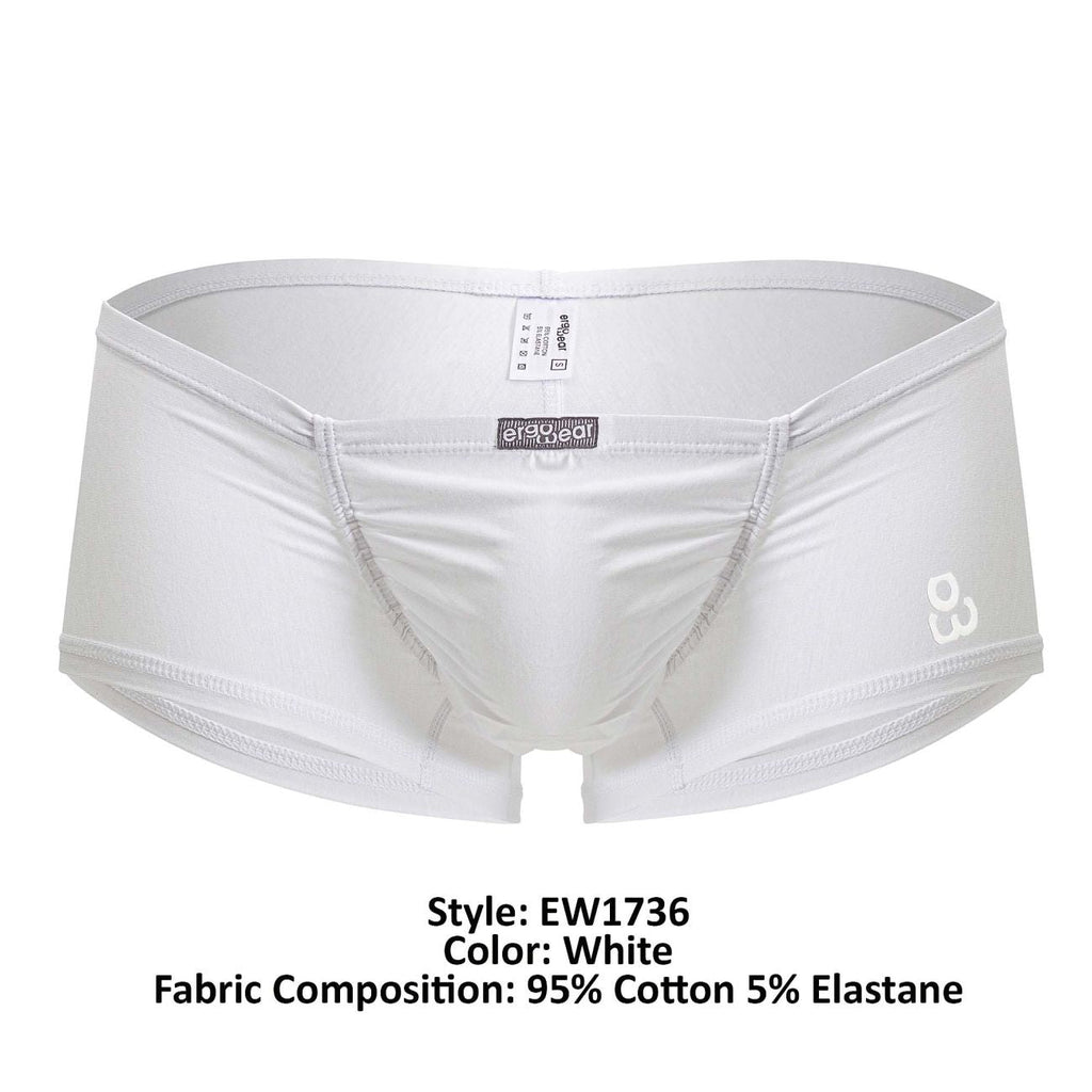 ErgoWear EW1736 FEEL GR8 Cotton Trunks Color White - DealByEthan.gay loves ErgoWear