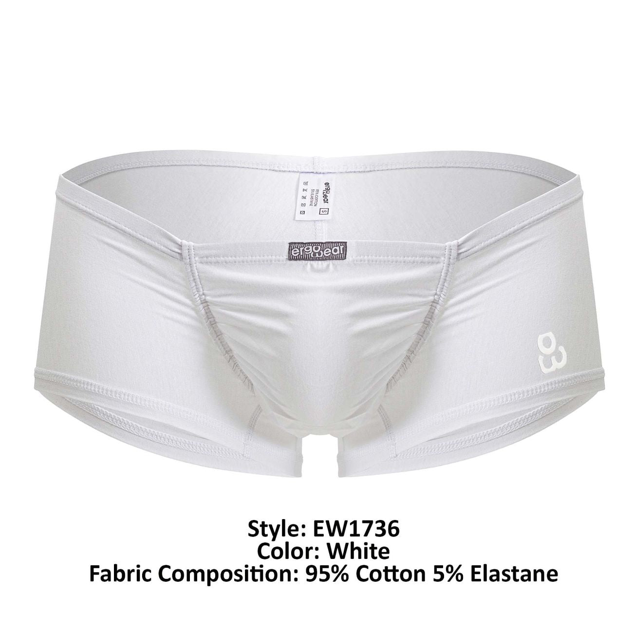 ErgoWear EW1736 FEEL GR8 Cotton Trunks Color White - DealByEthan.gay loves ErgoWear