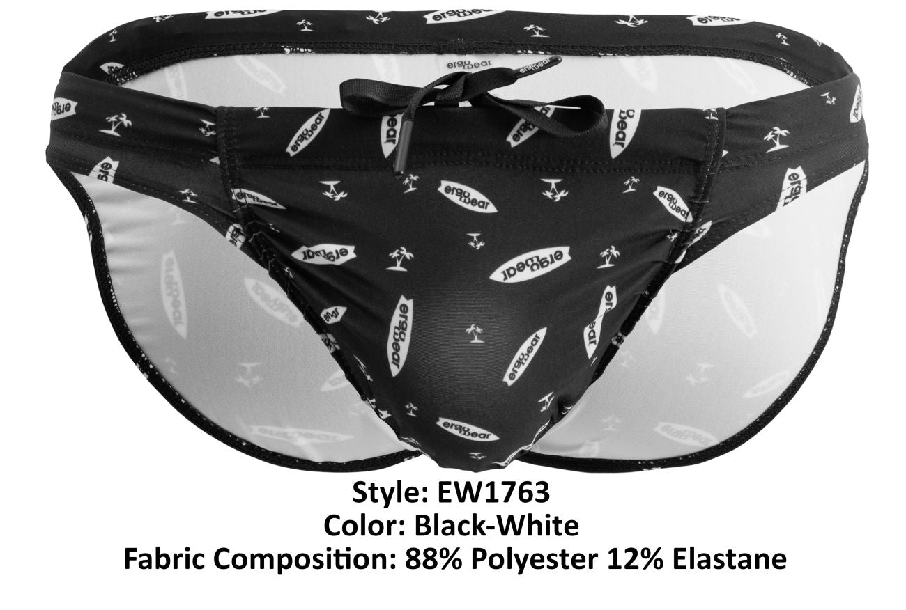 ErgoWear EW1763 FEEL SW Swim Briefs Color Black-White - DealByEthan.gay loves ErgoWear