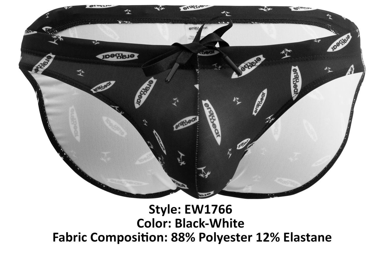 ErgoWear EW1766 X4D SW Swim Briefs Color Black-White - DealByEthan.gay loves ErgoWear