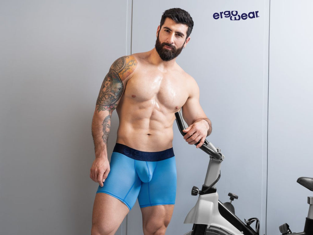Ergowear ew1823 max bold se boxer briefs in river blue with black waistband and ergonomic fabric design