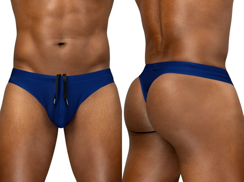 Blue indigo ergo wear ew1832 x4d sw swim thong with a black drawstring for athletic use