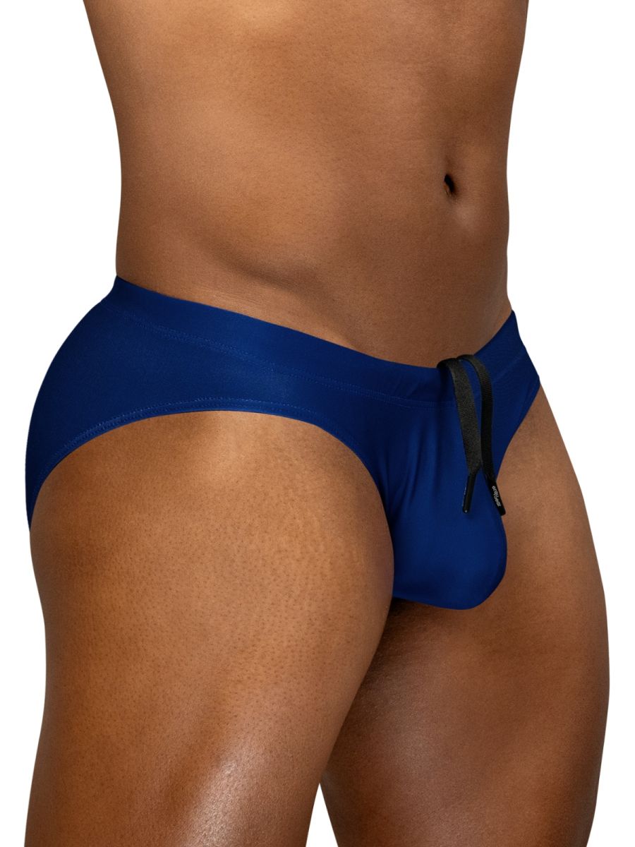 Blue indigo ergo wear ew1833 x4d sw swim bikini athletic briefs with black drawstring front view