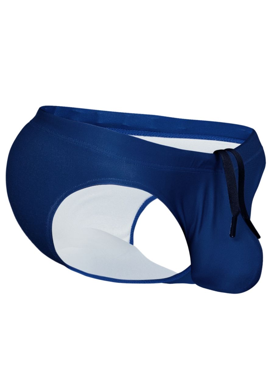 Navy blue ergoWear ew1833 x4d swim bikini with white cutout panels and black drawstring for swimming use