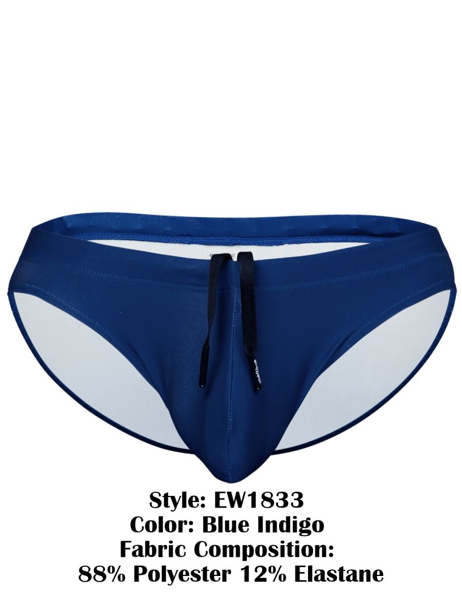 Ergowear ew1833 x4d sw swim bikini in blue indigo with white side panels and black drawstrings for swimming