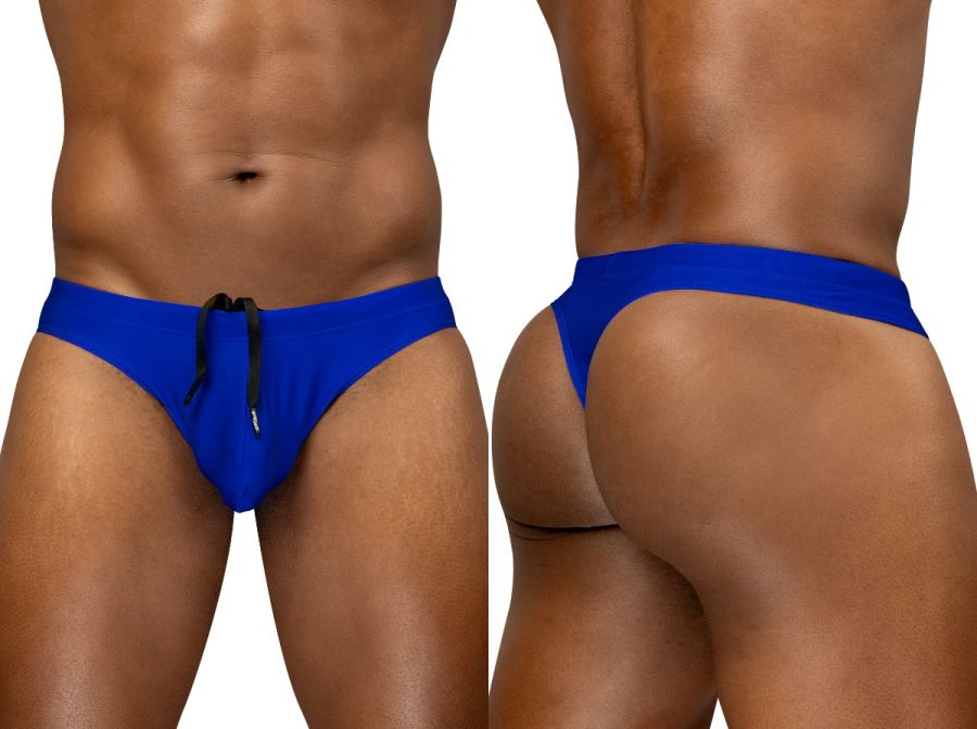 Vibrant royal blue ergoWear ew1834 x4d skydiver swim thongs with black drawstring waistband for swimming