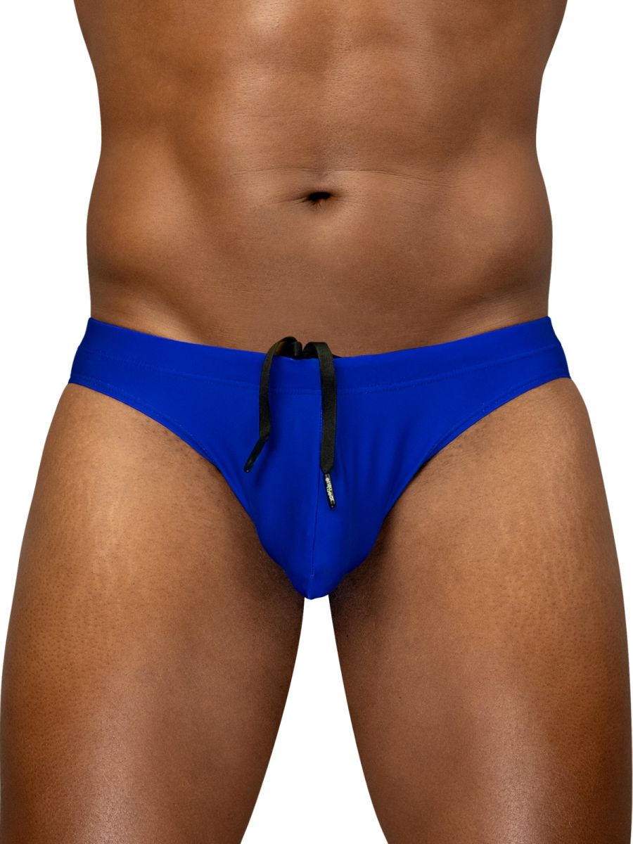 Vibrant royal blue ergoWear EW1834 X4D SW swim thongs with black drawstring ties in skydiver color for swimwear