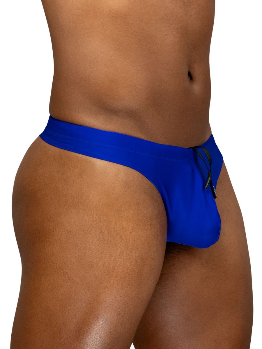 Bright blue ergo wear ew1834 x4d sw swim thongs with snug fit and adjustable drawstring waistband in skydiver color