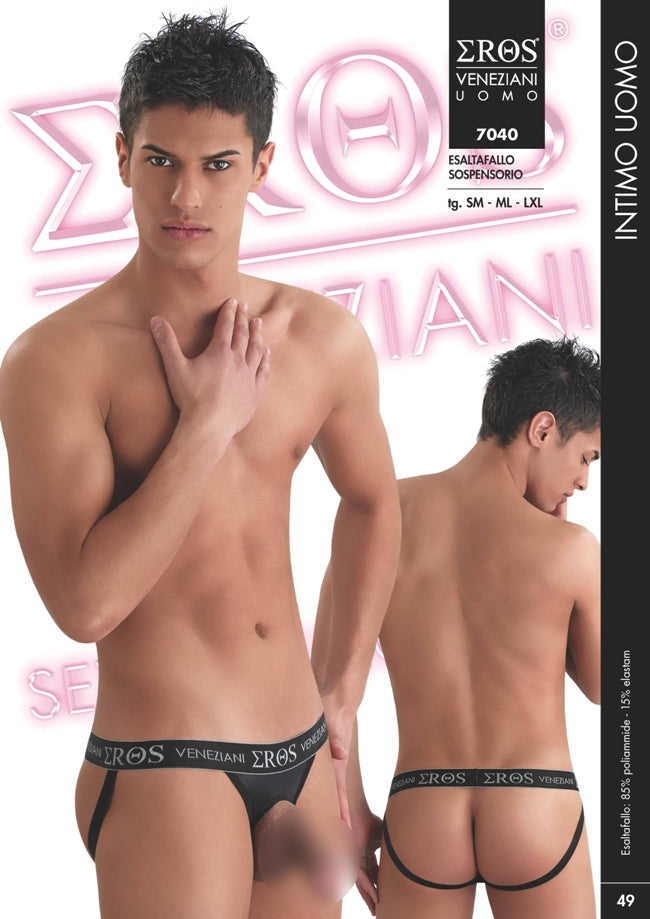Eros Veneziani - Ropa interior tipo suspensorio con bolsa abierta, color negro, talla L/XL 7040
