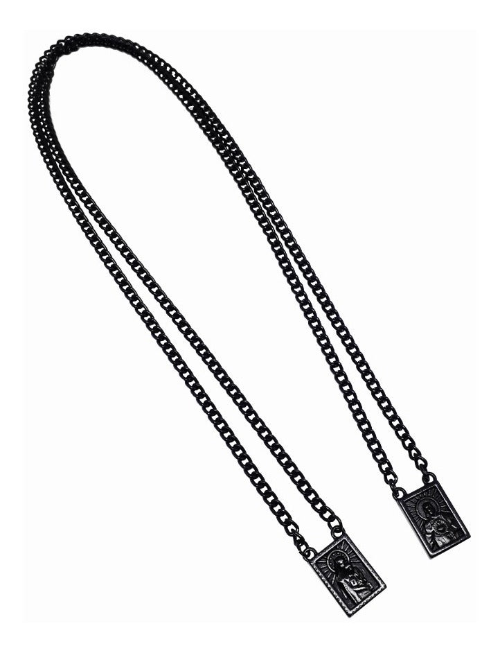 CA-RIO-CA Men's Stainless Steel Scapular in Black or Silver, - Men's Necklace - Male Jewelry