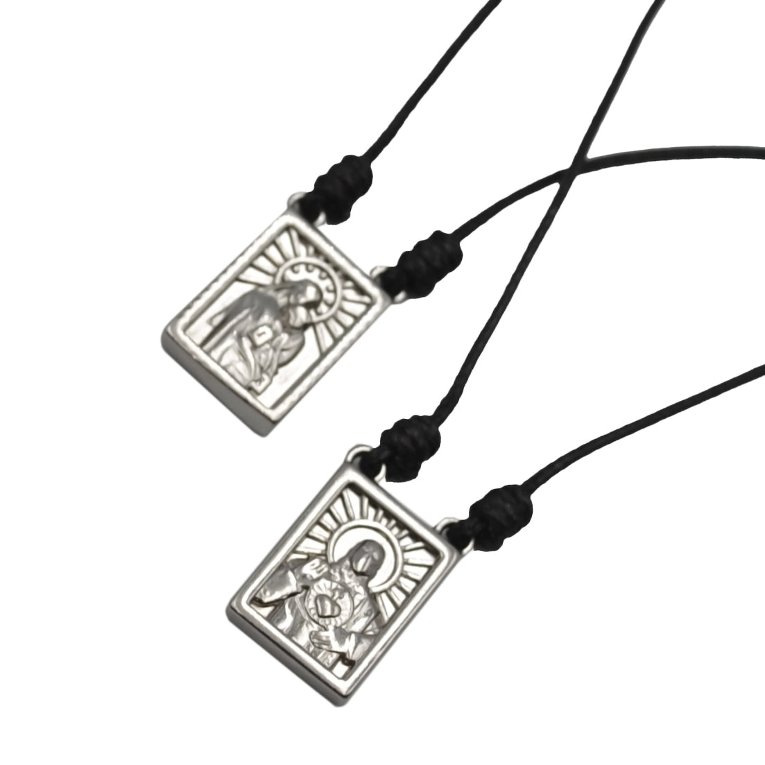 Male Scapular with Cord in 5 colors of Pendant Black, Silver, Vintage Gold, Gold, Graphite Scapular  - Men's Necklace - Male Jewelry