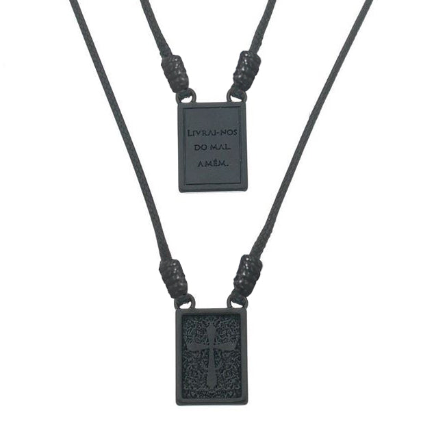 Scapular Deliver Us From Evil Amen Cord Men's Necklace  - Male Jewelry