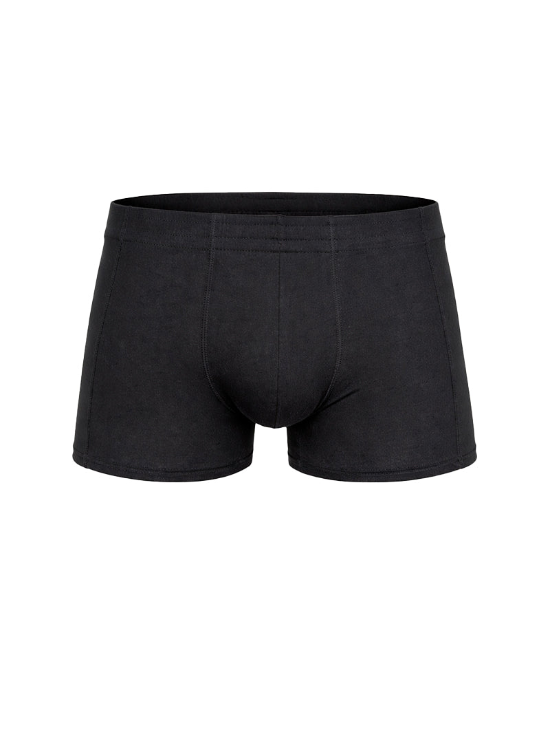 Essential trunk black men’s boxer briefs with smooth form-fitting design and elastic waistband front view