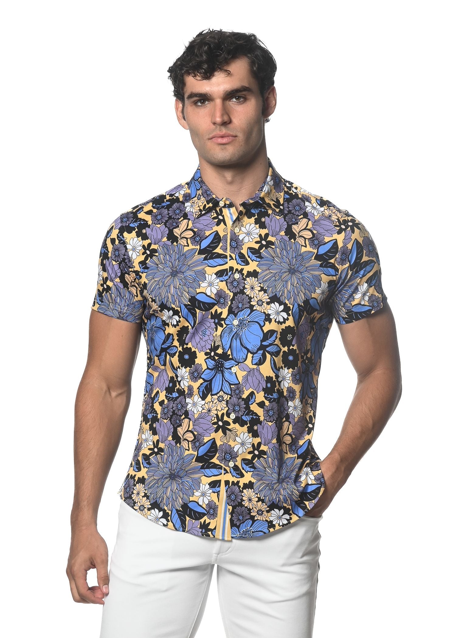 FLORAL PRINT STRETCH KNIT SHIRT - DealByEthan.gay loves ST33LE