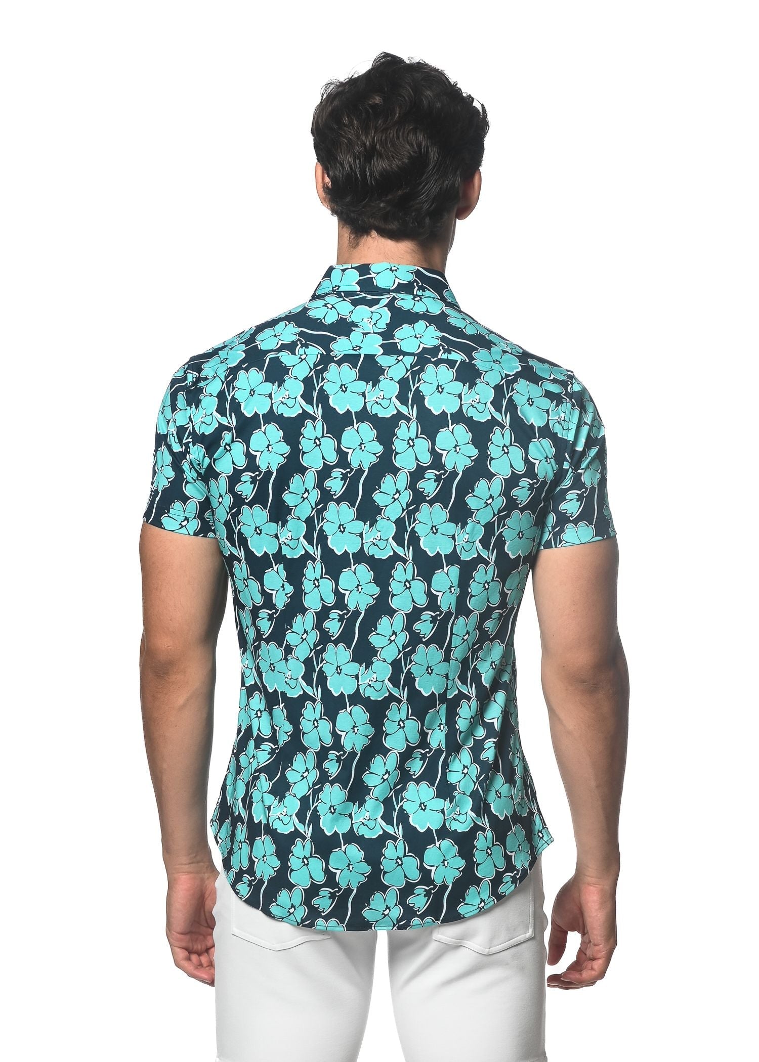 CAMISA DE PUNTO ELÁSTICO CON ESTAMPADO FLORAL