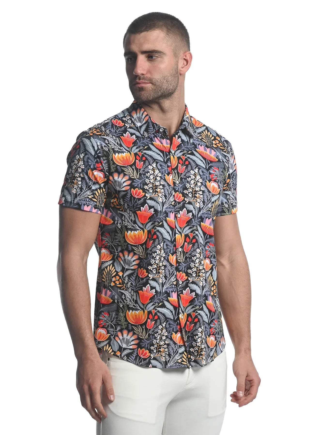 FLORAL STRETCH KNIT SHIRT - DealByEthan.gay loves ST33LE
