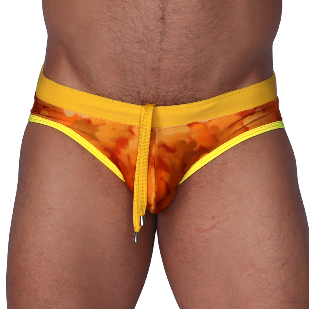 Floral Yellow Swim Brief by Gigo Underwear