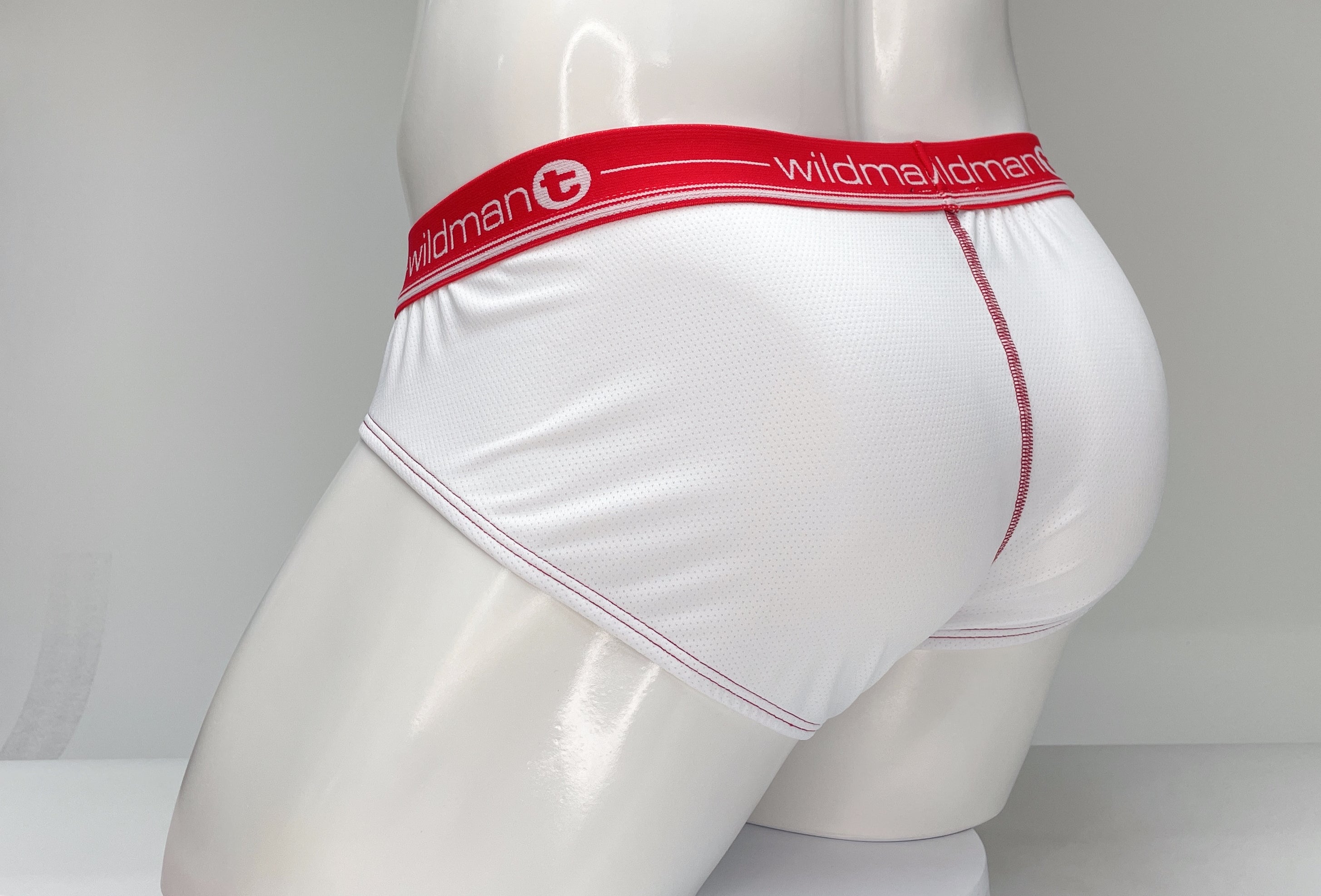 WildmanT Mesh Brief White and Red