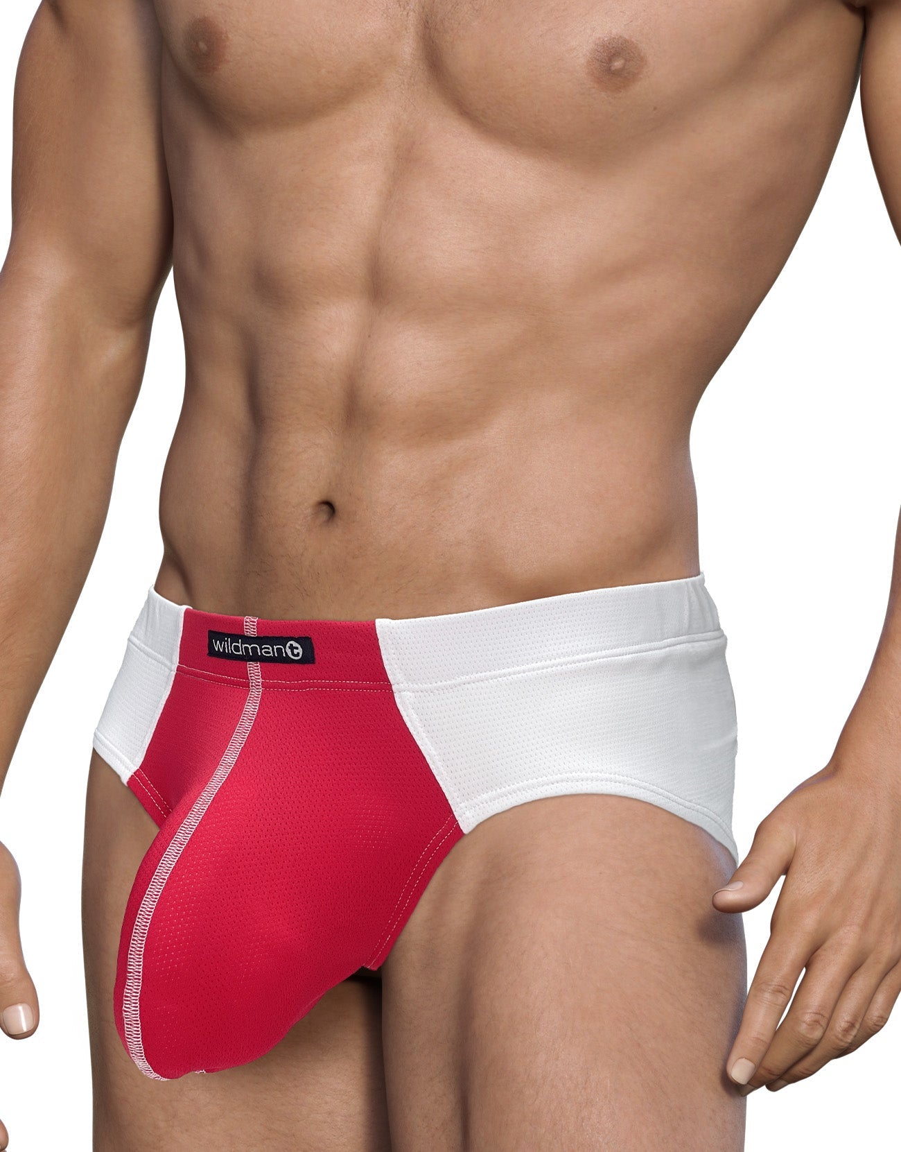 WildmanT Mesh Brief White and Red