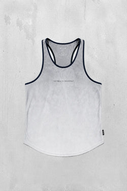 Jed North Men's Fast-Dry Bodybuilding Workout Stringer - Dusted White w/ Navy