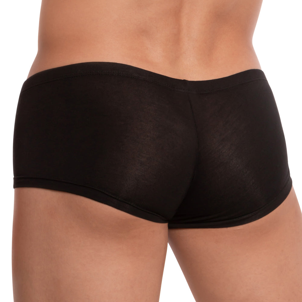 Feel feg023 boxer trunk black form-fitting briefs with smooth stretchy fabric and snug waistband front view