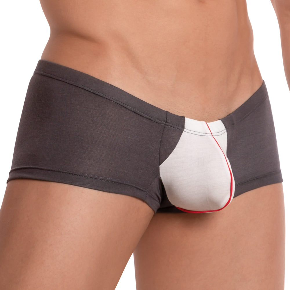 Feel feg023 boxer trunk gray and white men’s briefs with red trim detail comfortable cotton blend underwear