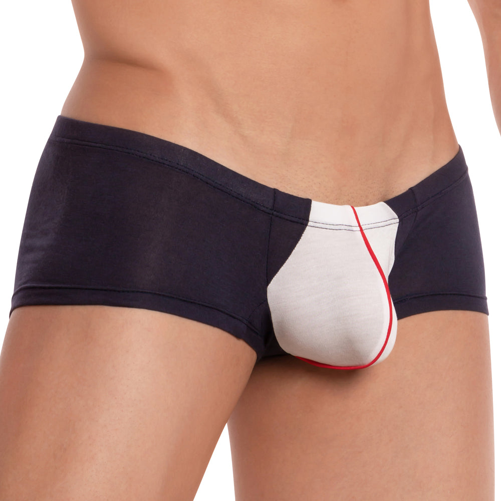 Feel feg023 boxer trunk black and white men’s briefs with red trim made of soft breathable fabric