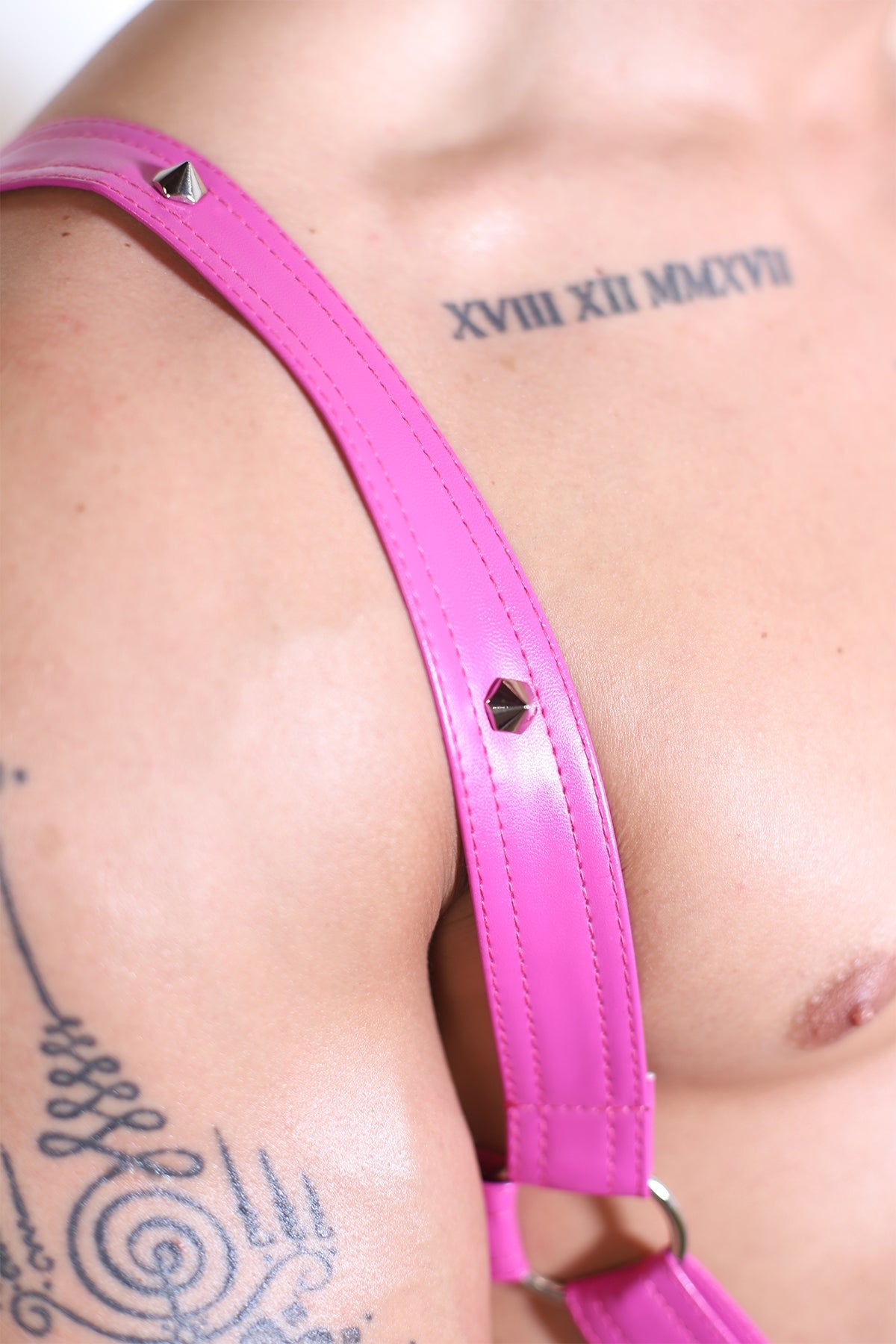 Feel-the-Fantasy Vegan Leather Suspenders w/ Cock Ring - Pink - DealByEthan.gay loves JJ Malibu