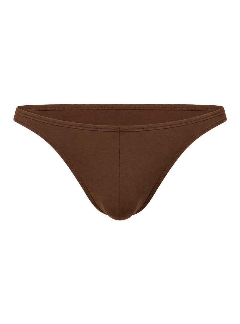 FIZX Men's Sleekline Rayon Thong With Plus Pouch 2Pc Pack (Khaki & Brown)