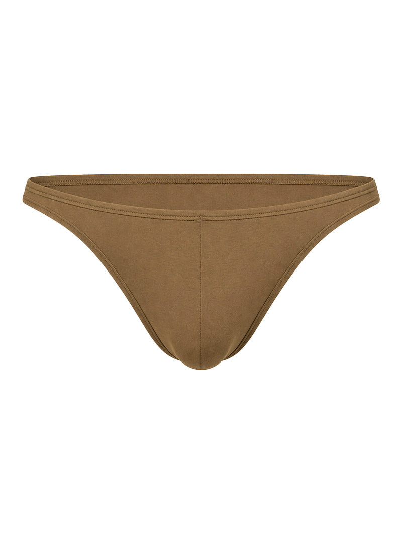 FIZX Men's Sleekline Rayon Thong With Plus Pouch 2Pc Pack (Khaki & Brown)