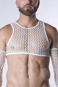 CellBlock 13 Vaux Galaxy Mesh Cropped Tank - White