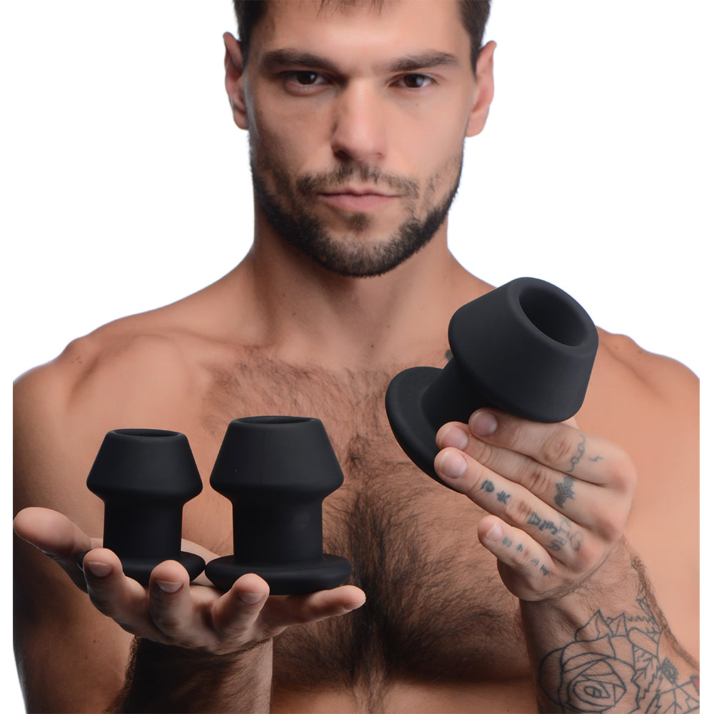 Juego de dilatadores anales de silicona huecos Gape-Grommets de 3 piezas